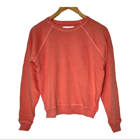 THE GREAT. The Shrunken Sweatshirt in Orange Cream Boho Vintage Vibe - Picture 4 of 13